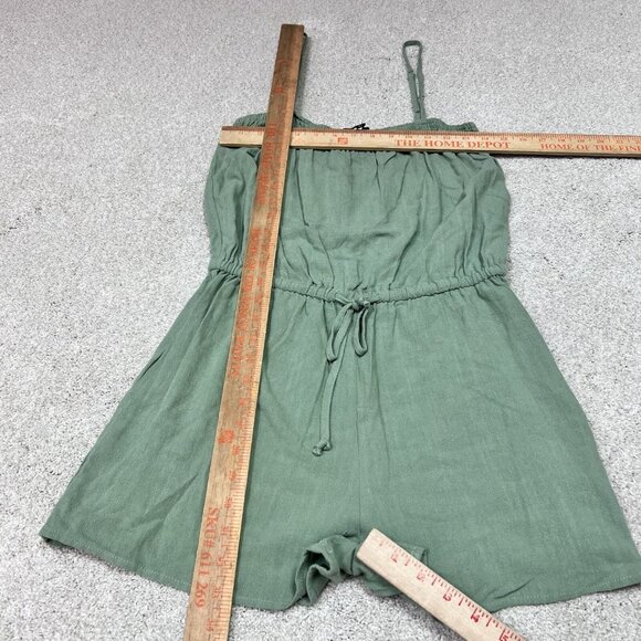Wishlist Romper Women’s Green Sleeveless Size Medium Pockets Linen Blend - Picture 2 of 11